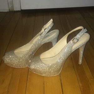 Gold and Silver Guess Heels